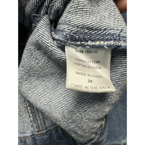 Love Tree Women’s Denim Jacket 2X Distressed Medium Blue Wash - Picture 6 of 11